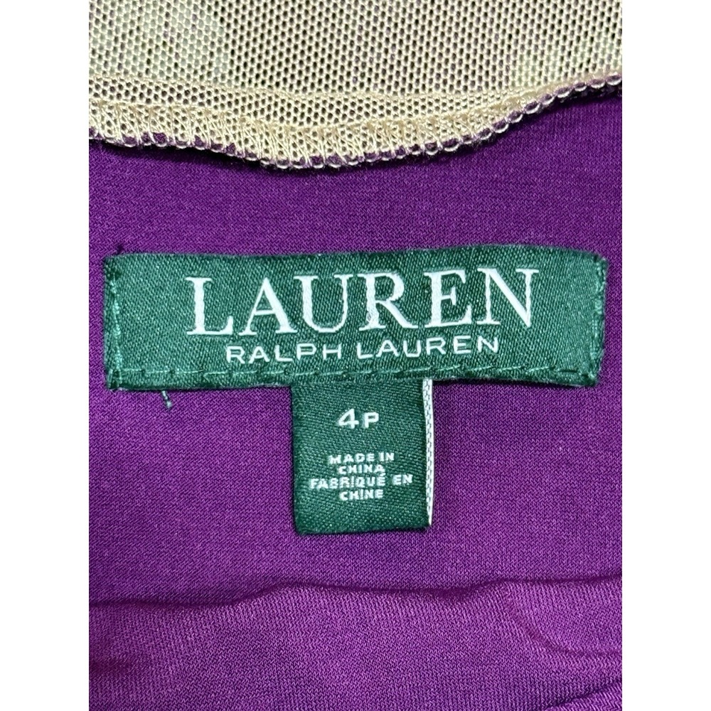 Lauren Ralph Lauren Sheath Dress Womens 4 Petite Purple Lace Scalloped Hem UEC - Picture 5 of 12